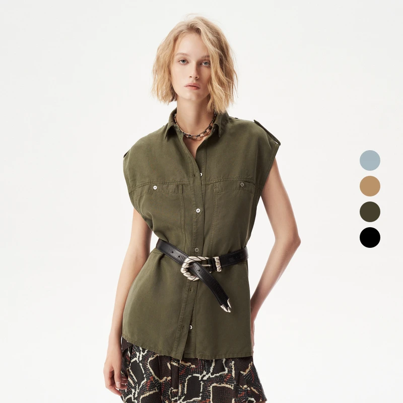 IRO Night 莱赛尔衬衫马甲无袖外套纯色法式轻奢初秋新款