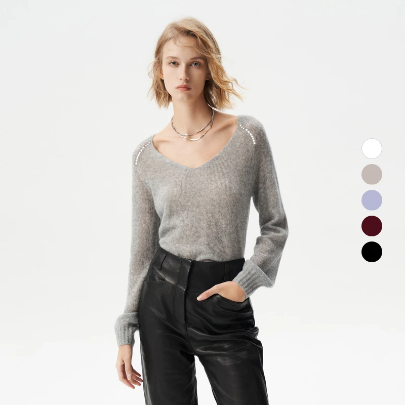 IRO Night 施华洛世奇同源钻钻V领多色针织打底衫