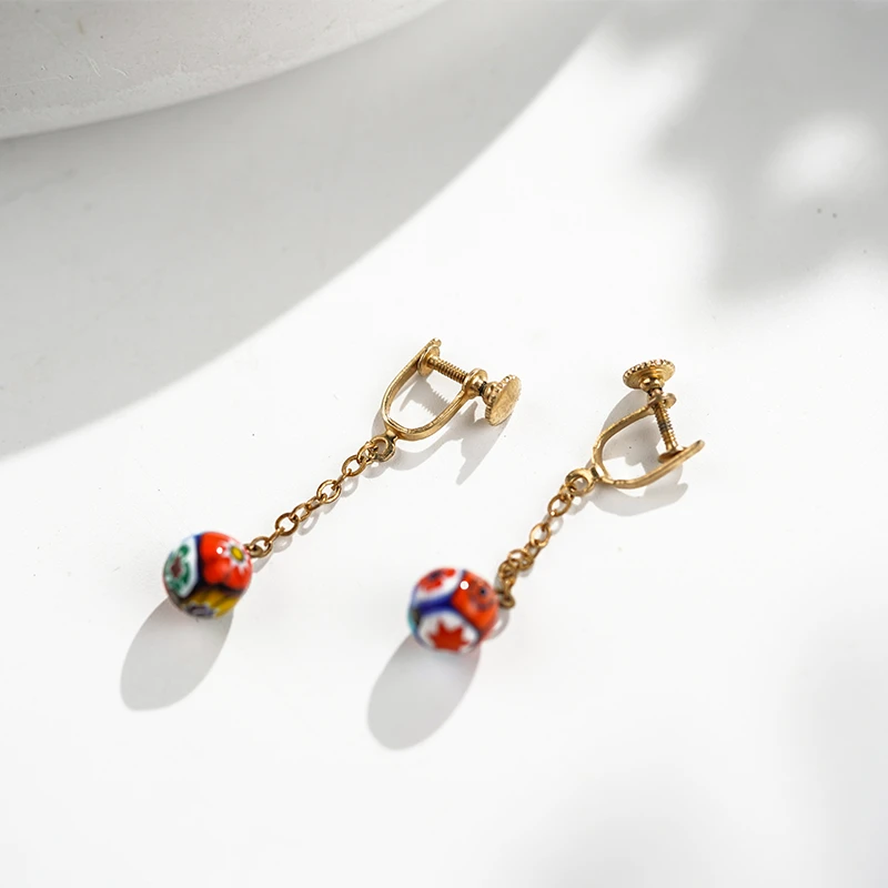 铜合金合成锆石耳饰 皓楠/中古vintage/vintage耳饰/