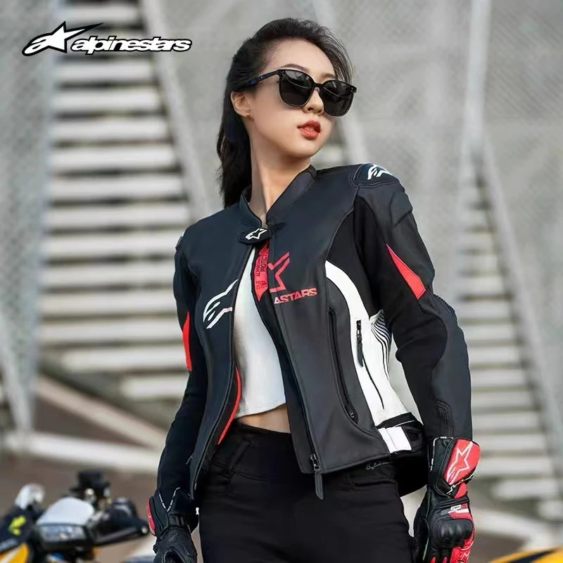 A星骑行皮夹克GP PLUS V4保暖牛皮机车服防摔摩托车服皮衣男女
