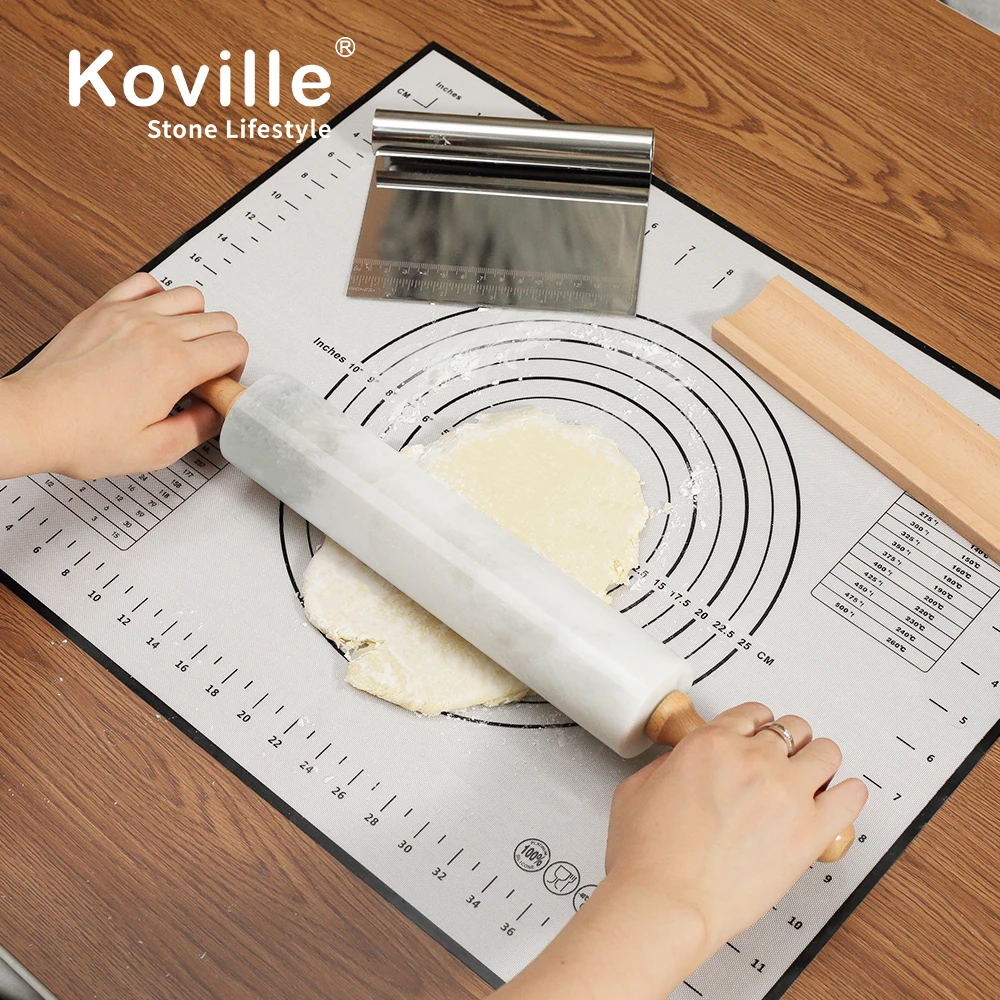 Koville大理石擀面杖家用和面冷却面团不粘防霉厨房用品烘焙工具