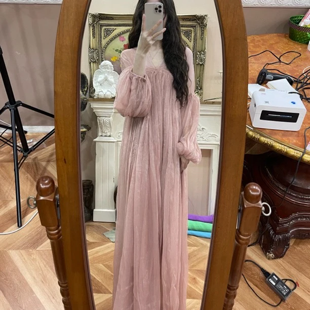 【月下白茶花】春夏新款法式风高级小众设计长款连衣裙