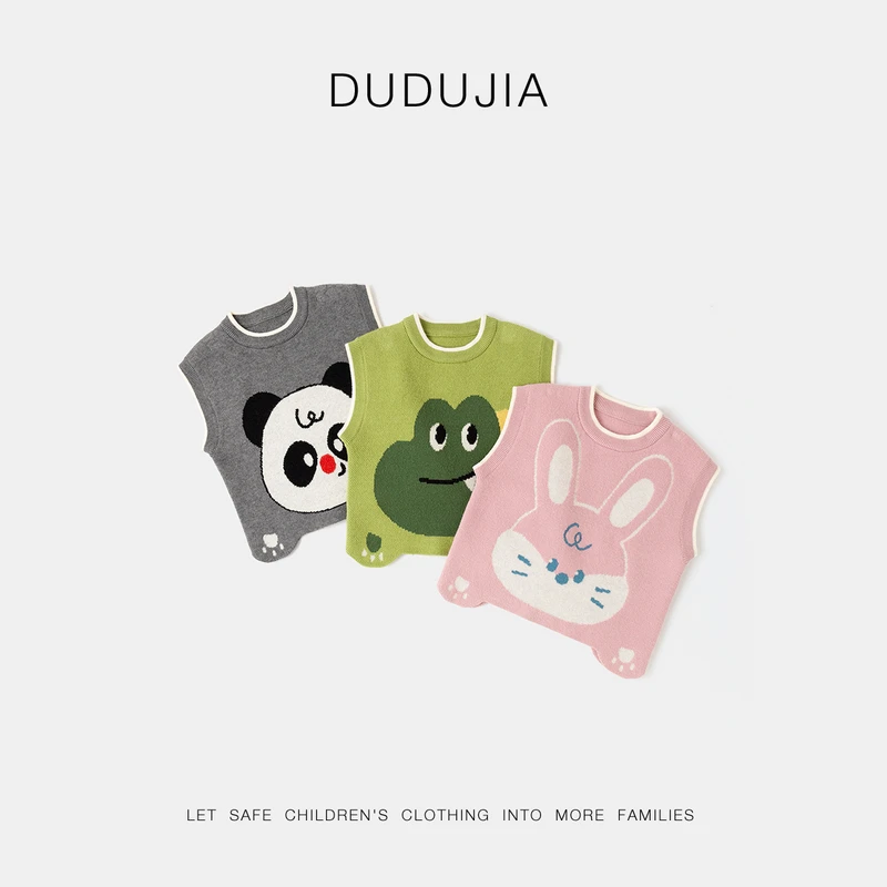 宝宝马甲秋冬卡通儿童针织坎肩冬款上衣男童背心冬季女童马甲穿搭