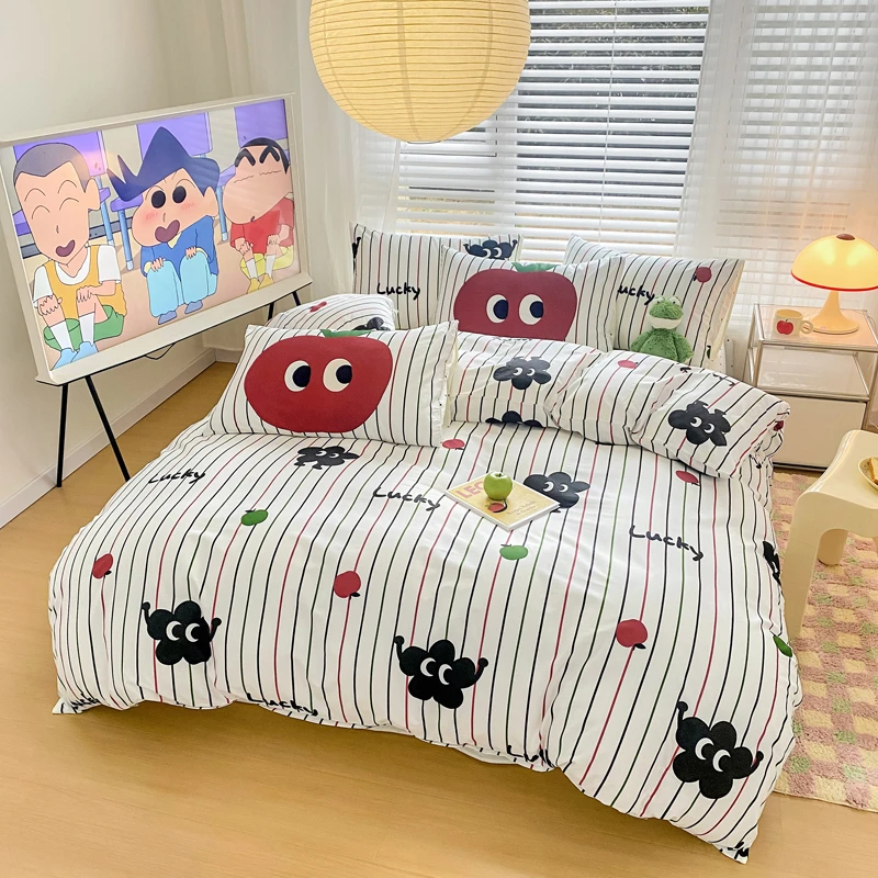 诺漾家纺-全棉小清新四件套纯棉宿舍三件套床品套件 苹果派HY