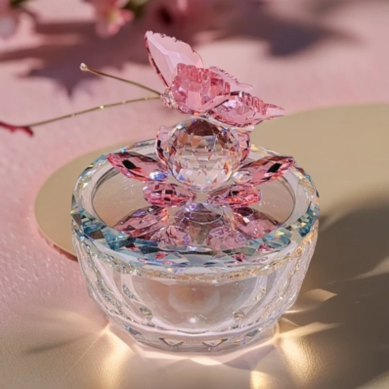 水晶手工首饰饰品盒精致蝴蝶摆件烟灰缸