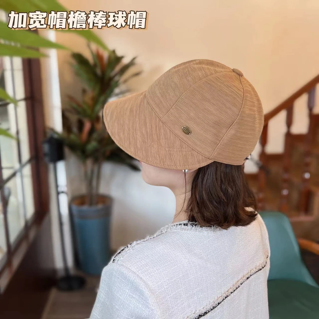 新款女防晒遮阳帽夏季褶皱薄款渔夫帽韩版遮脸时尚百搭遮阳鸭舌帽