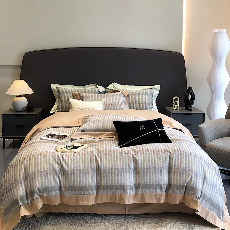 高端100支磨毛四件套全棉纯棉北欧轻奢风高级感秋冬被套床上用品