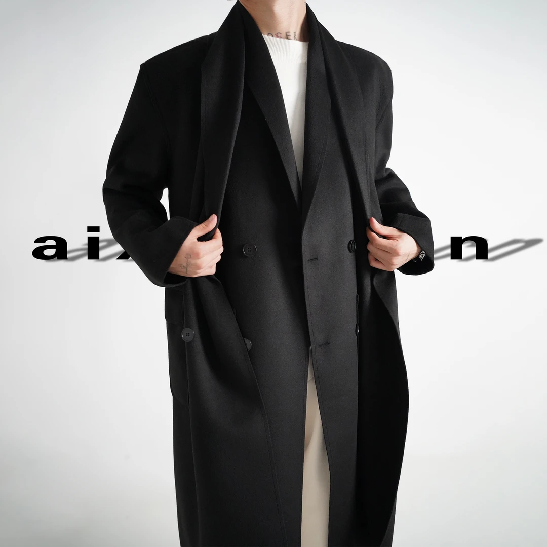 AIXKOM｜秋冬款双领中长款高级轻奢大衣百搭防寒休闲情侣