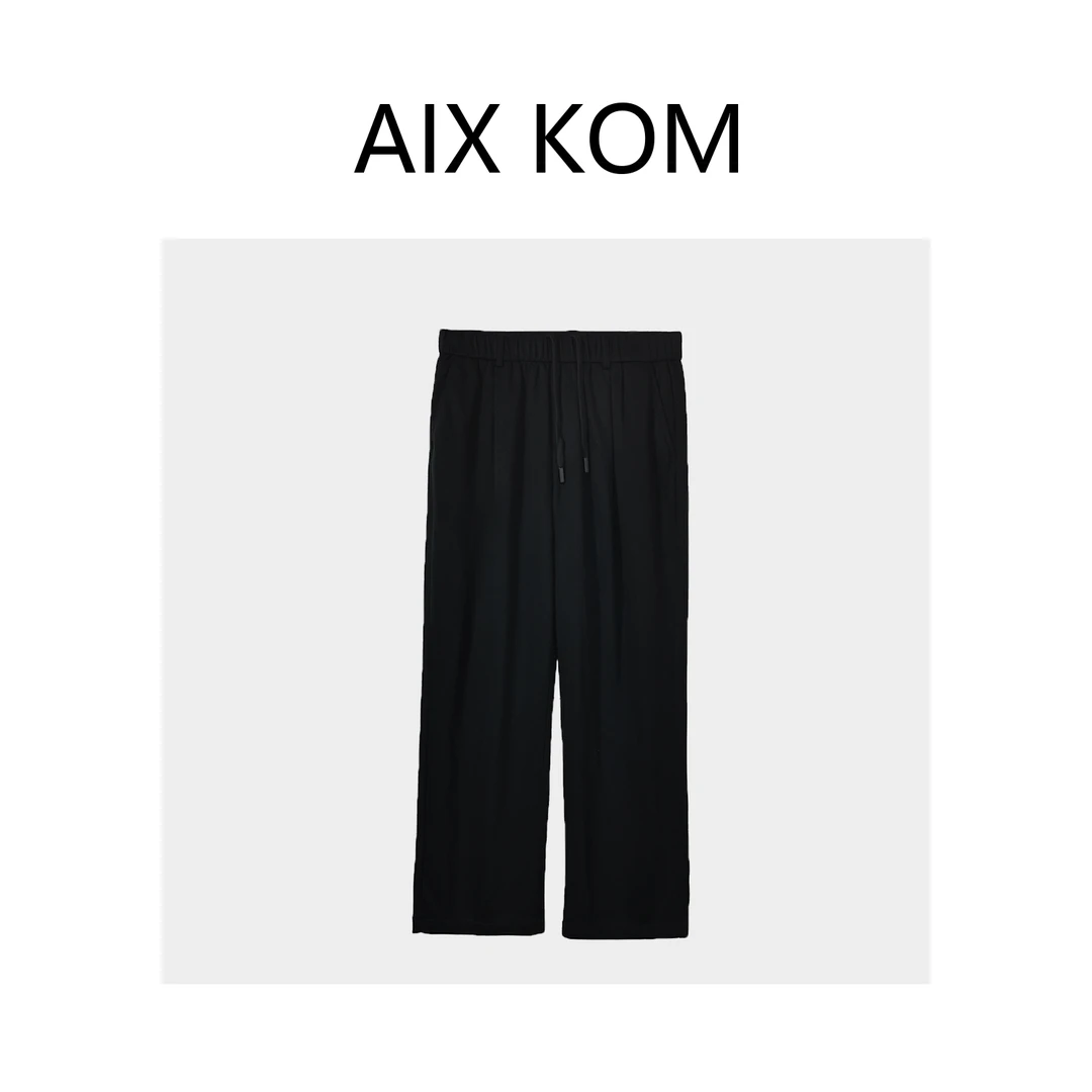 AIX KOM｜铜氨纤维设计师休闲黑色舒适轻奢休闲裤直筒百搭设计师