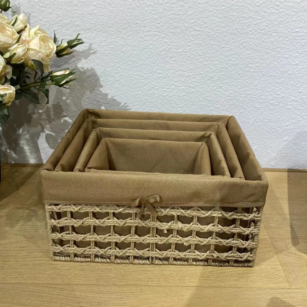 杂物收纳筐藤草编收纳筐袜子内衣收纳大套四