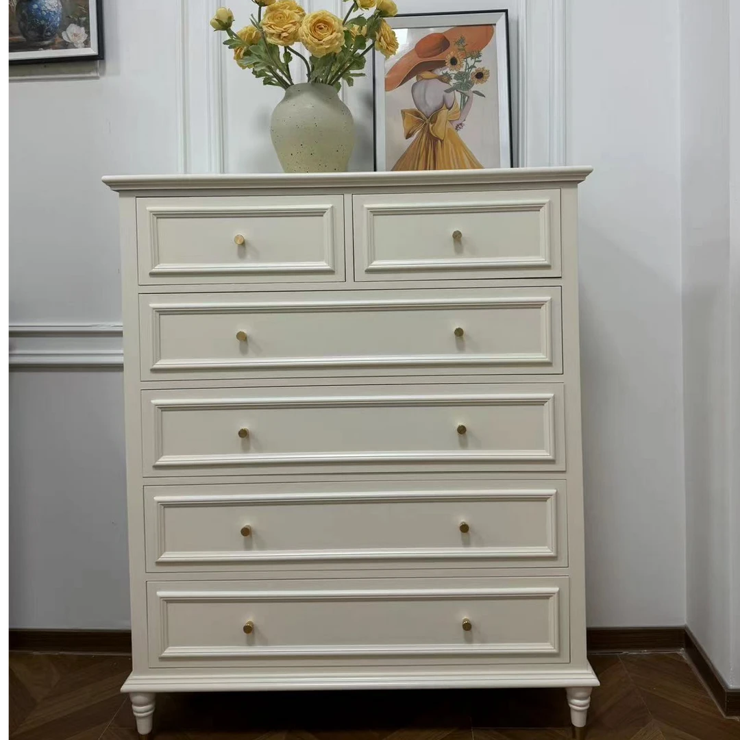 北欧实木五斗柜奶油风简约现代抽屉式客厅玄关卧室收纳柜