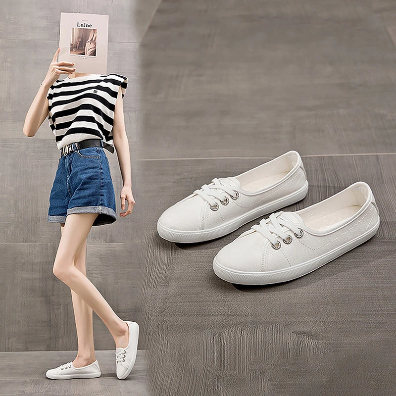 鳄鱼女鞋夏季2024新款小白鞋浅口帆布鞋透气韩版平底学生休闲板鞋