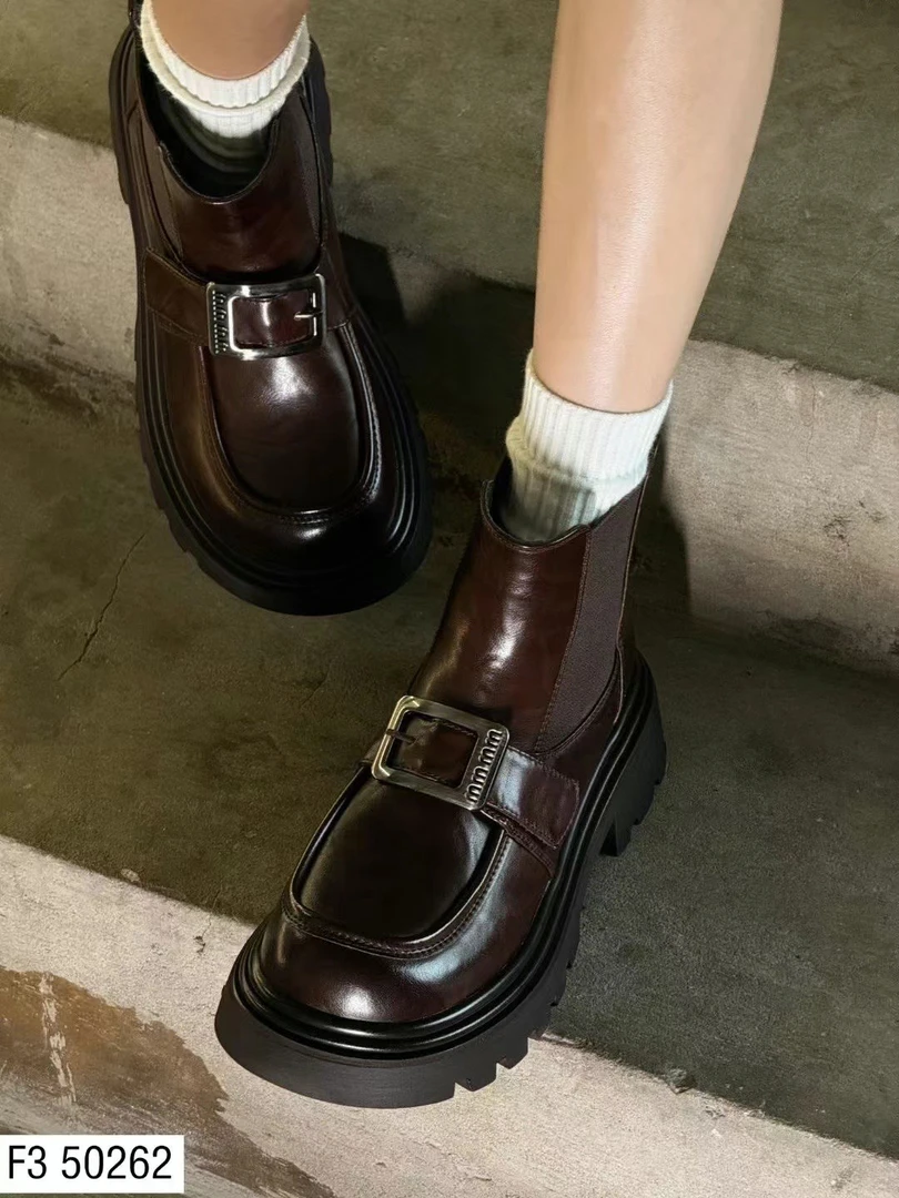 头层小牛皮中帮英伦风皮鞋