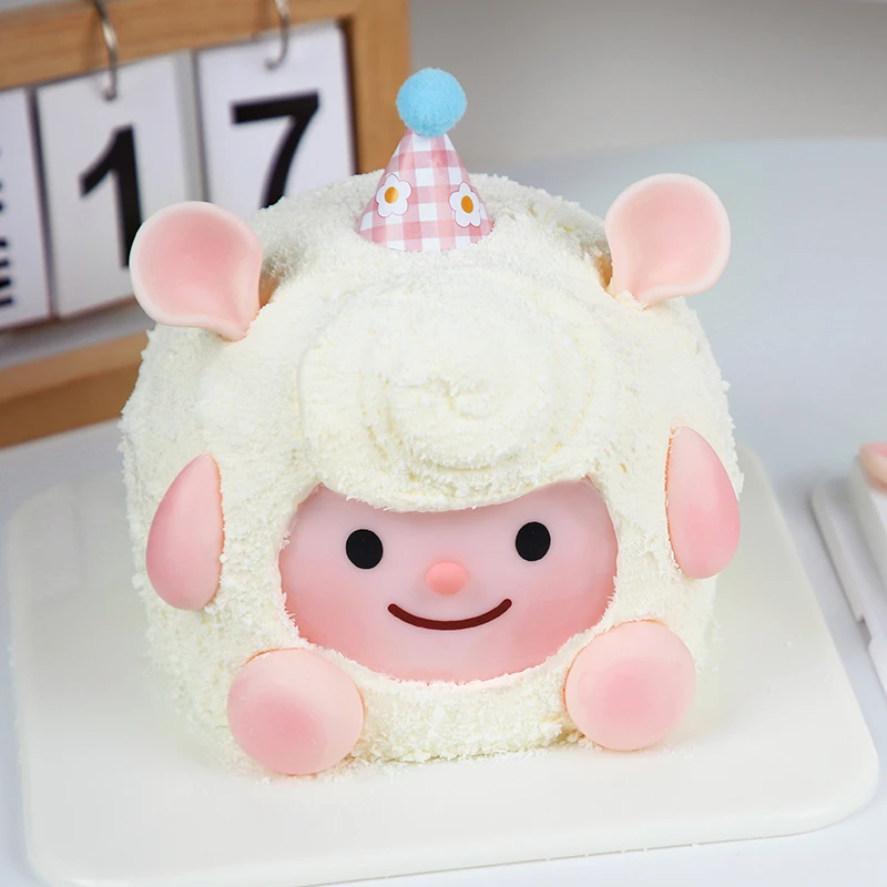 Dongdong羊巧克力蛋糕装饰摆件立体卡通咚咚羊翻糖成品生日插件