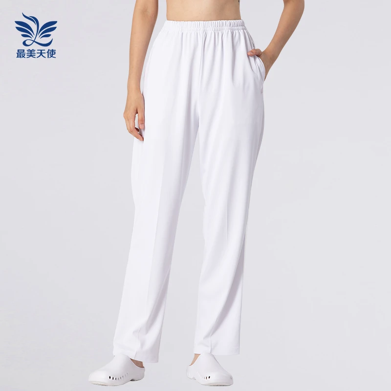 夏季薄款护士裤女白色防透松紧腰护工服医护人员工作服裤子护理服
