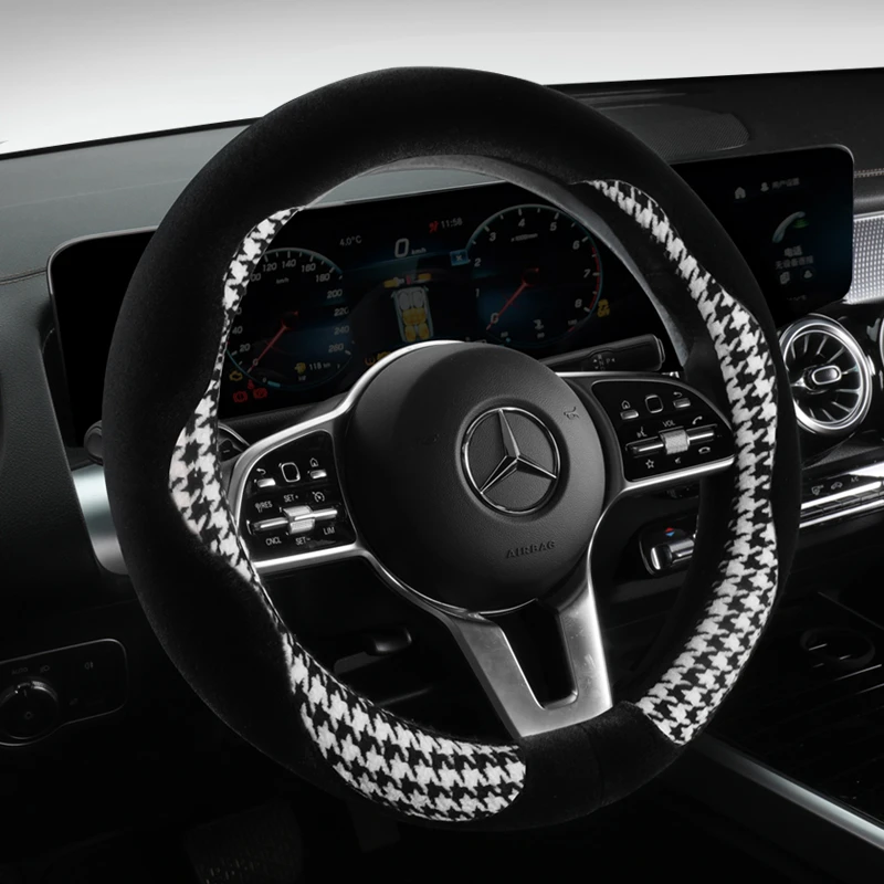 全新标致新408老款308 508标志408冬季毛绒D型汽车方向盘套把套