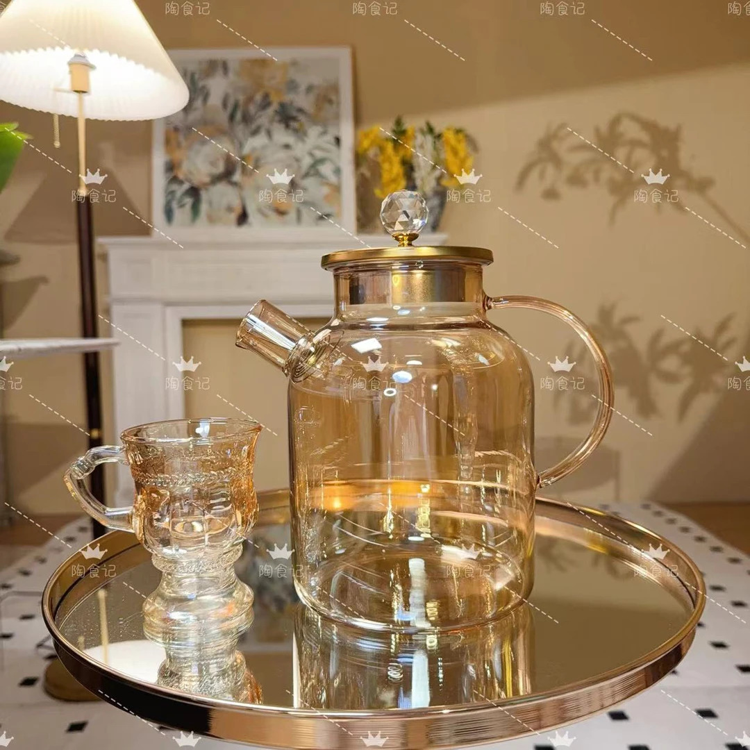 琥珀金色壶耐高温耐热大容量凉水壶家用水壶冷水壶可以养生壶煮茶