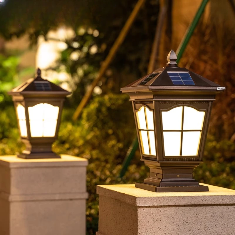 太阳能庭院柱头灯户外防水室外别墅花园围墙欧式院子大门口立柱灯