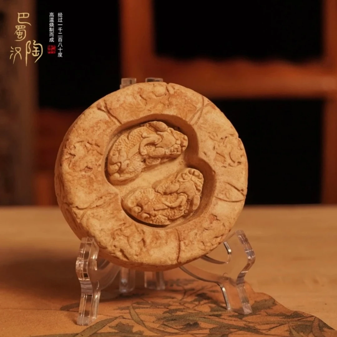 矜龙 【貔貅】吸水盖置，巴蜀汉陶茶道吸水手工雕刻精美盖置