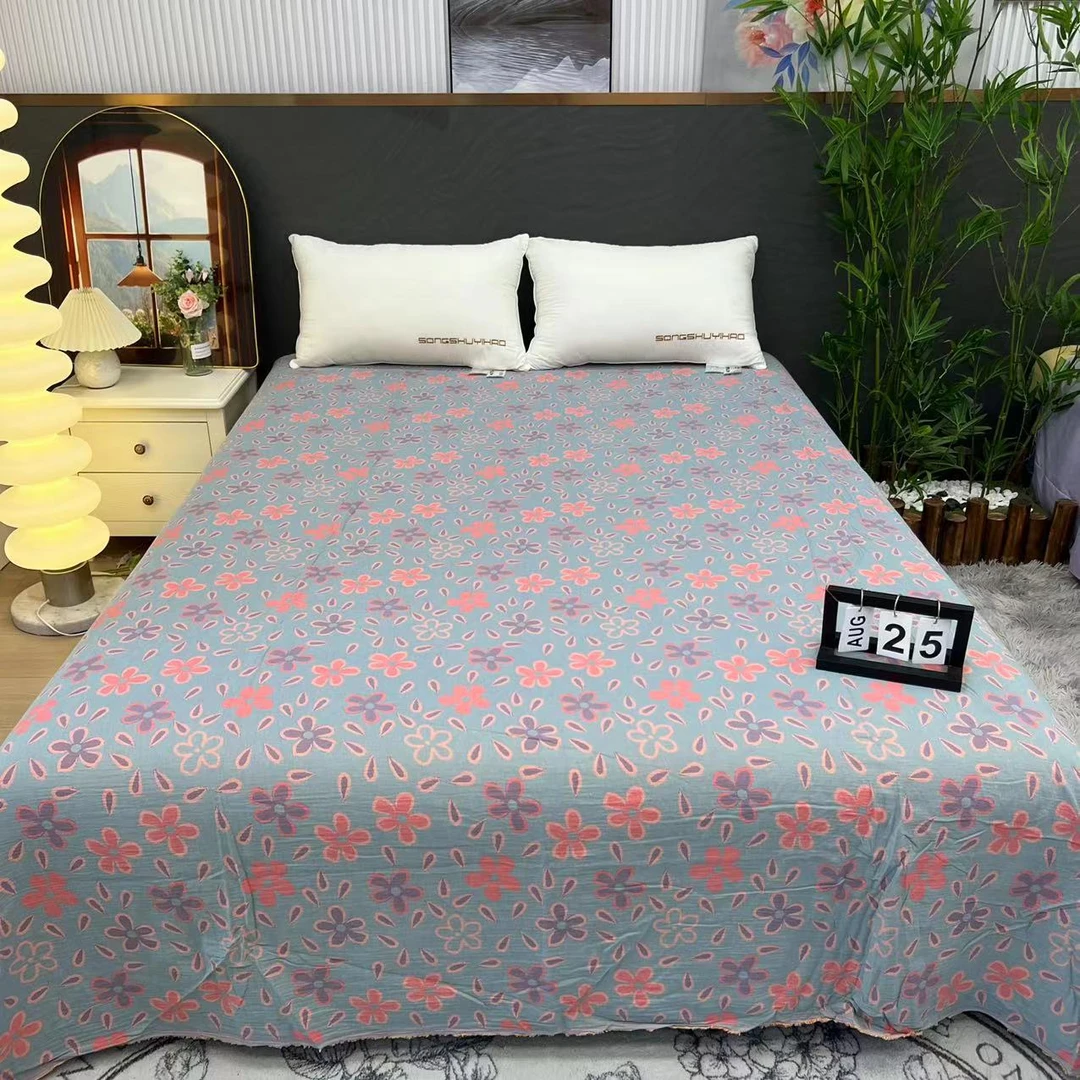 【荣荣推荐】-五瓣花-高货全棉色织双层纱床单【240*250】柔软亲肤