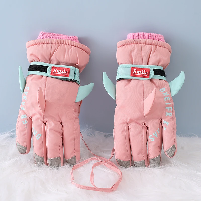 儿童滑雪手套冬季6-12岁男女童冬天玩雪保暖防水防滑五指加绒加厚