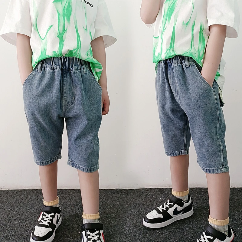 儿童牛仔裤男童短裤童夏季2023新款工装裤爆款中裤5分裤直筒小童
