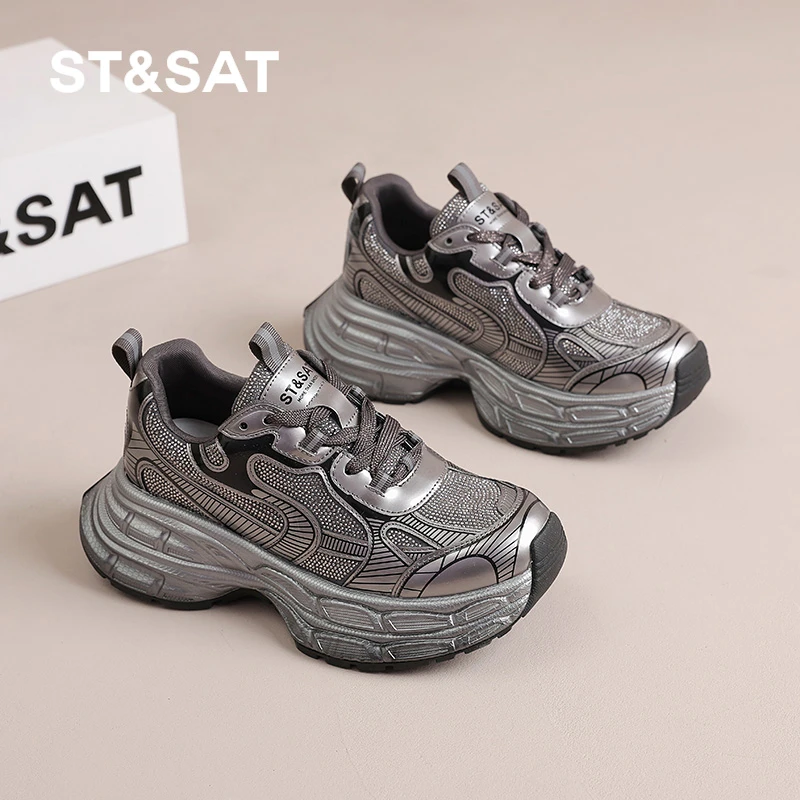 St&Sat/星期六老爹鞋2025春季新款高级感百搭厚底增高运动休闲鞋