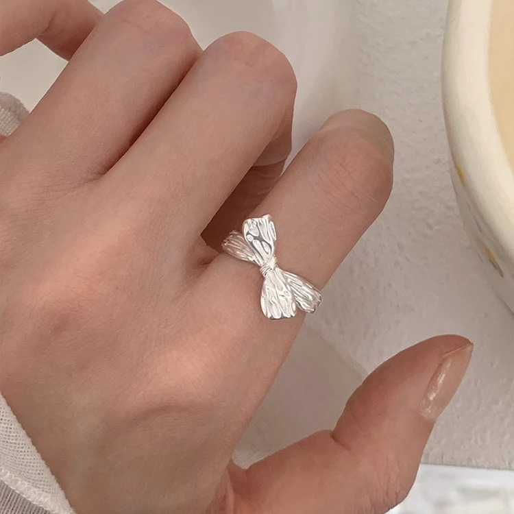 纹理感打结蝴蝶结戒指女ins轻奢高级感小众设计大小可调节食指戒