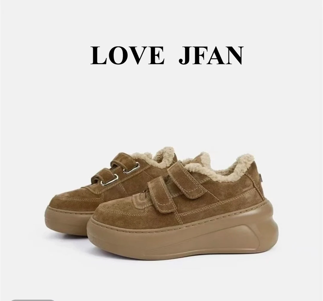 LOVEJFAN24秋冬新款厚底增高毛毛鞋时尚百搭保暖休闲鞋单鞋