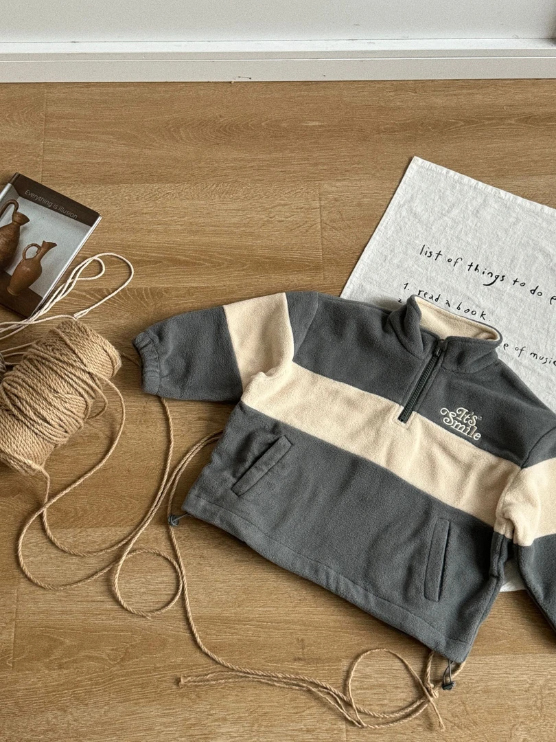 FWHD006-2（现货）儿童立领撞色摇粒绒拉链卫衣