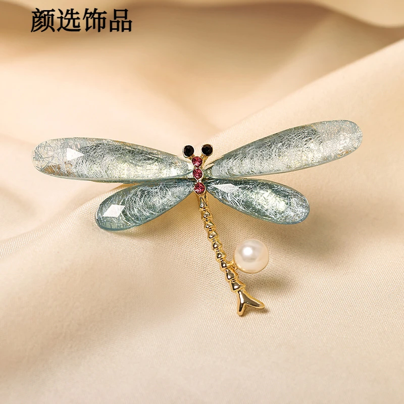 合金胸针 气质胸花2023年新款蓝色蜻蜓高档胸针固定衣服毛衣时尚