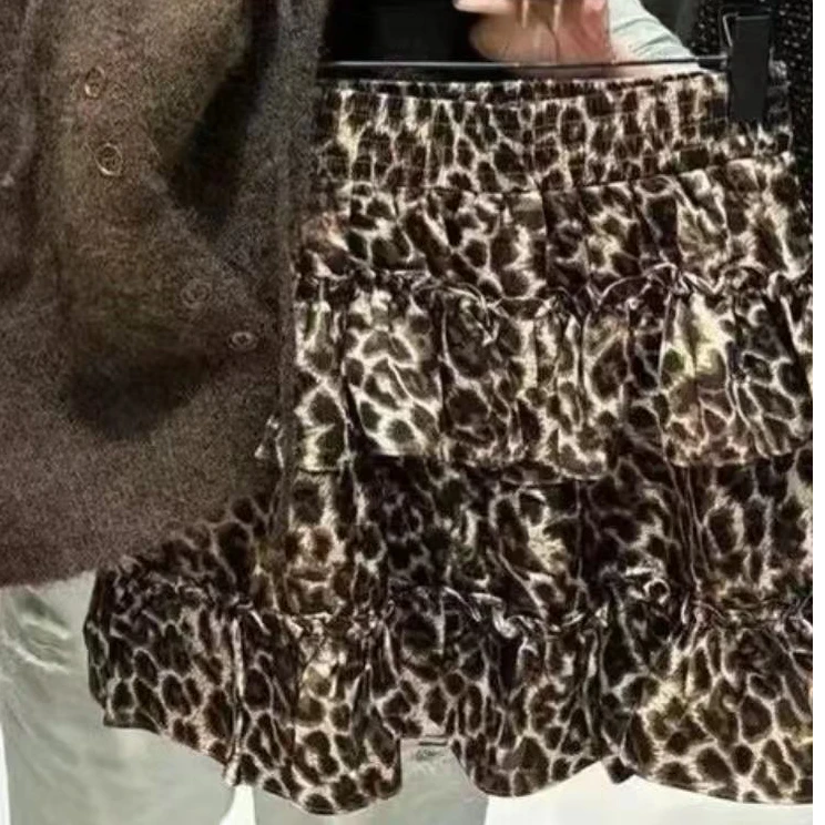 【可乐优选】韩版时尚休闲百搭豹纹蛋糕裙蓬蓬裙