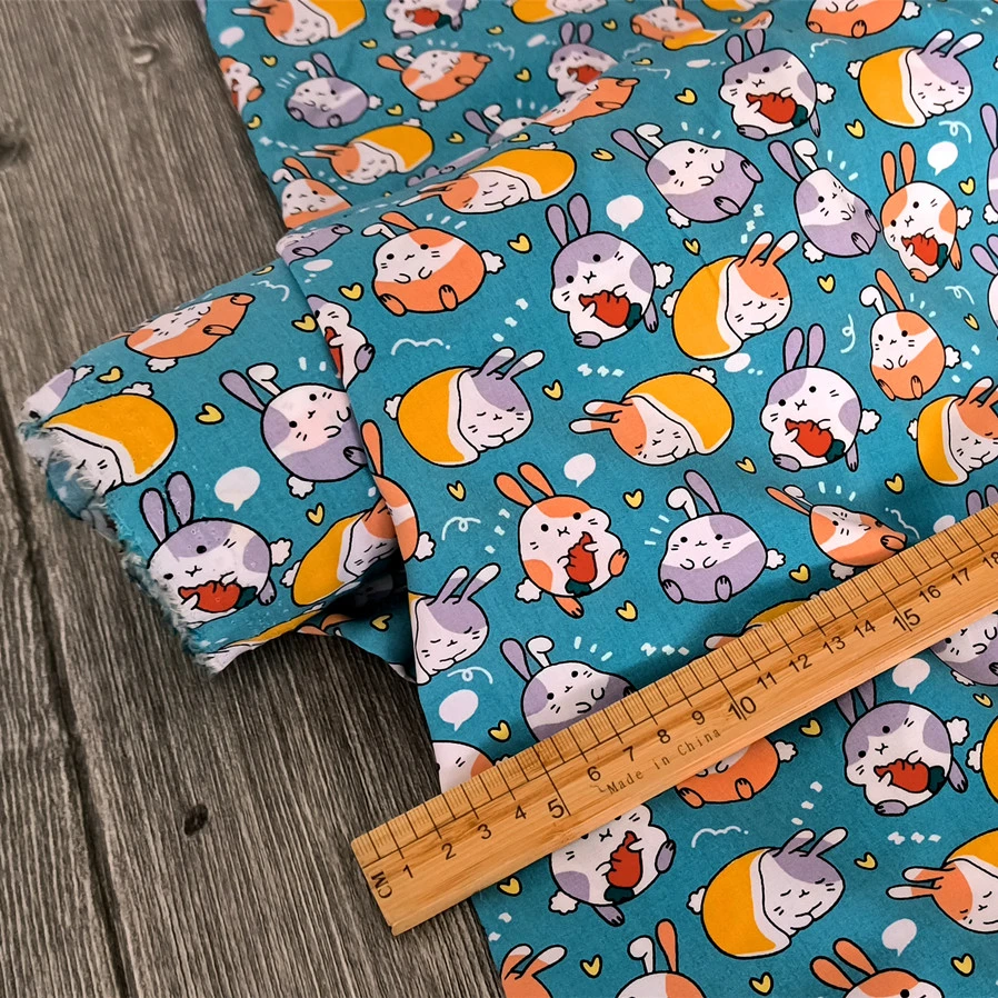 孤品】佰汇福品牌绵绸夏季高支高密卡通人造棉布料3116蓝