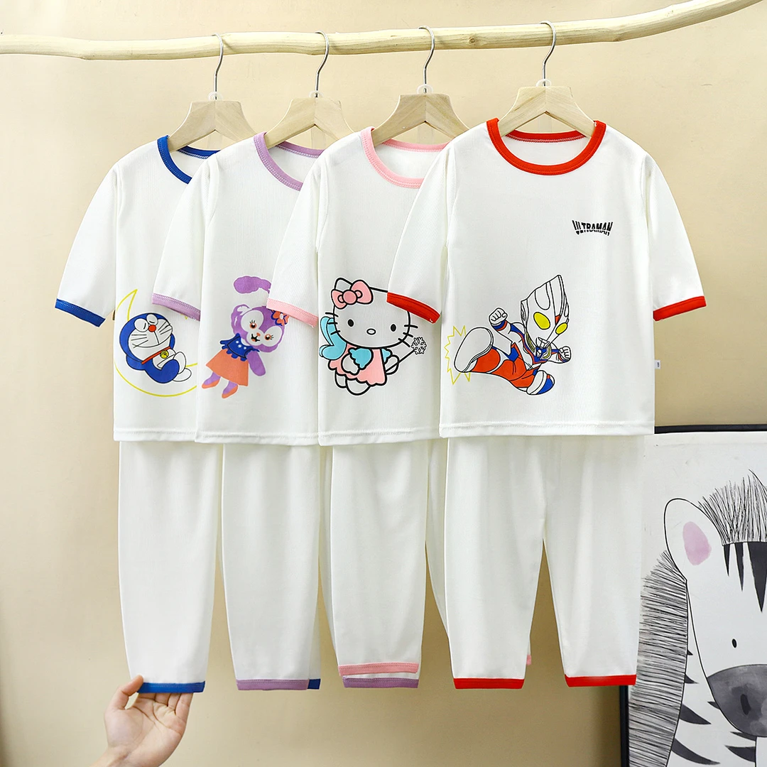 儿童夏季七分袖裤冰丝家居服套装