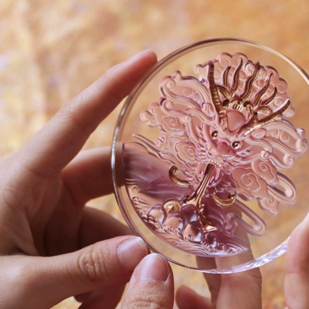 柒月严选茶器-心缘堂琉璃紫金龙珠杯托，