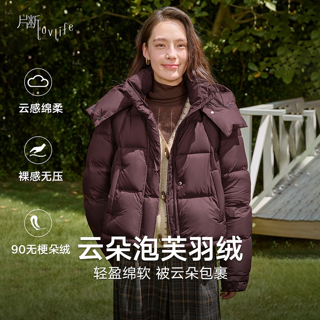 片断羽绒服女2024冬季新款立领宽松时尚通勤百搭连帽优雅保暖外套