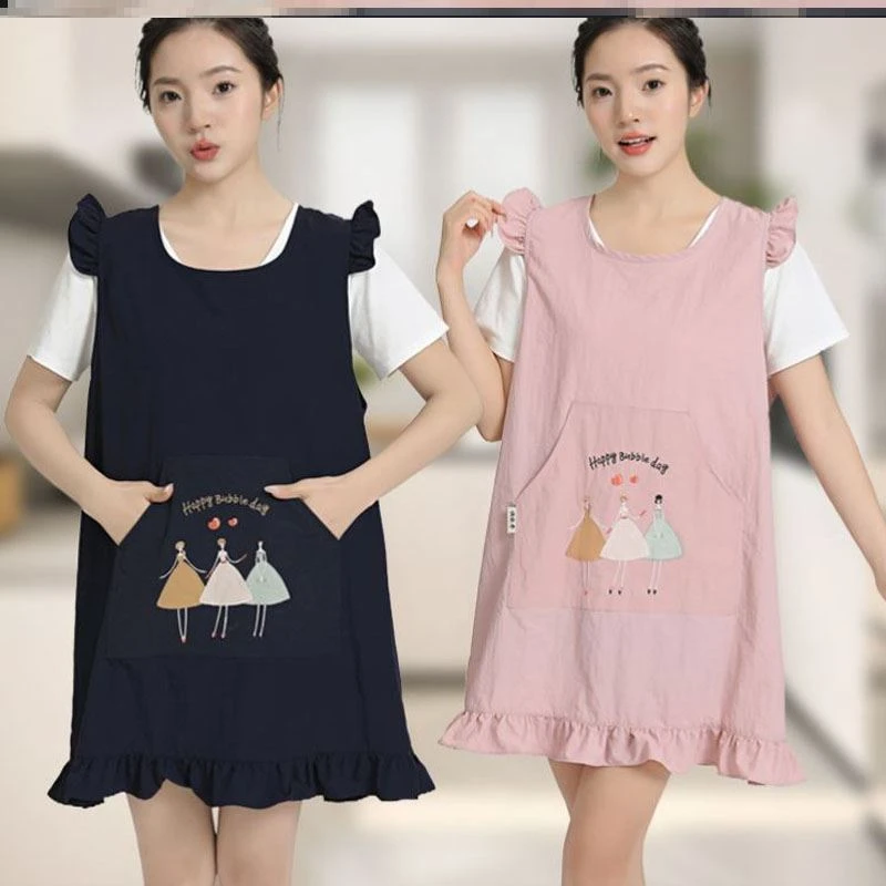 不粘毛围裙不粘灰尘好看时尚的防水防油2024新款夏季薄款做饭日式