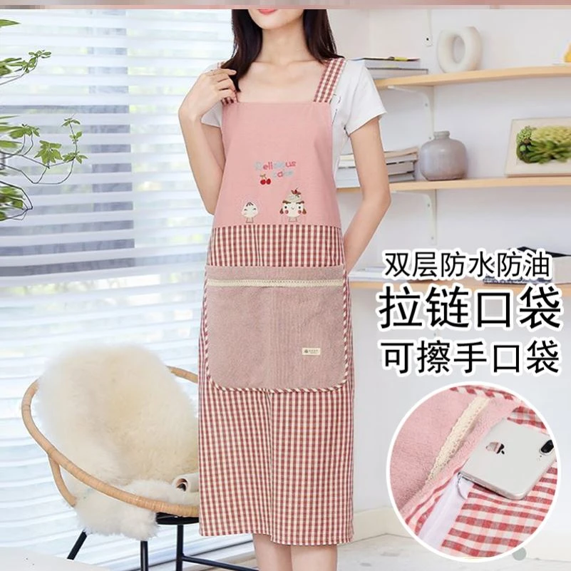 拉链口袋围裙2024新款防水奶茶店性感烘焙店无袖2024年新款炒菜女