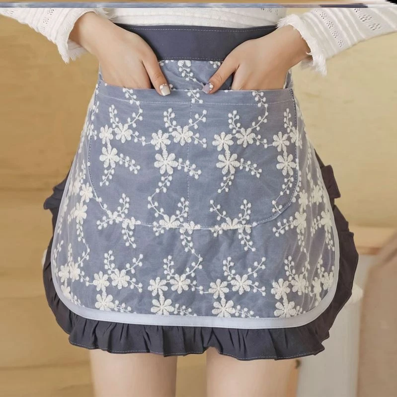 围裙半身围腰厨房2024新款纯棉日式纯棉布的半身围裙薄款擦手长款