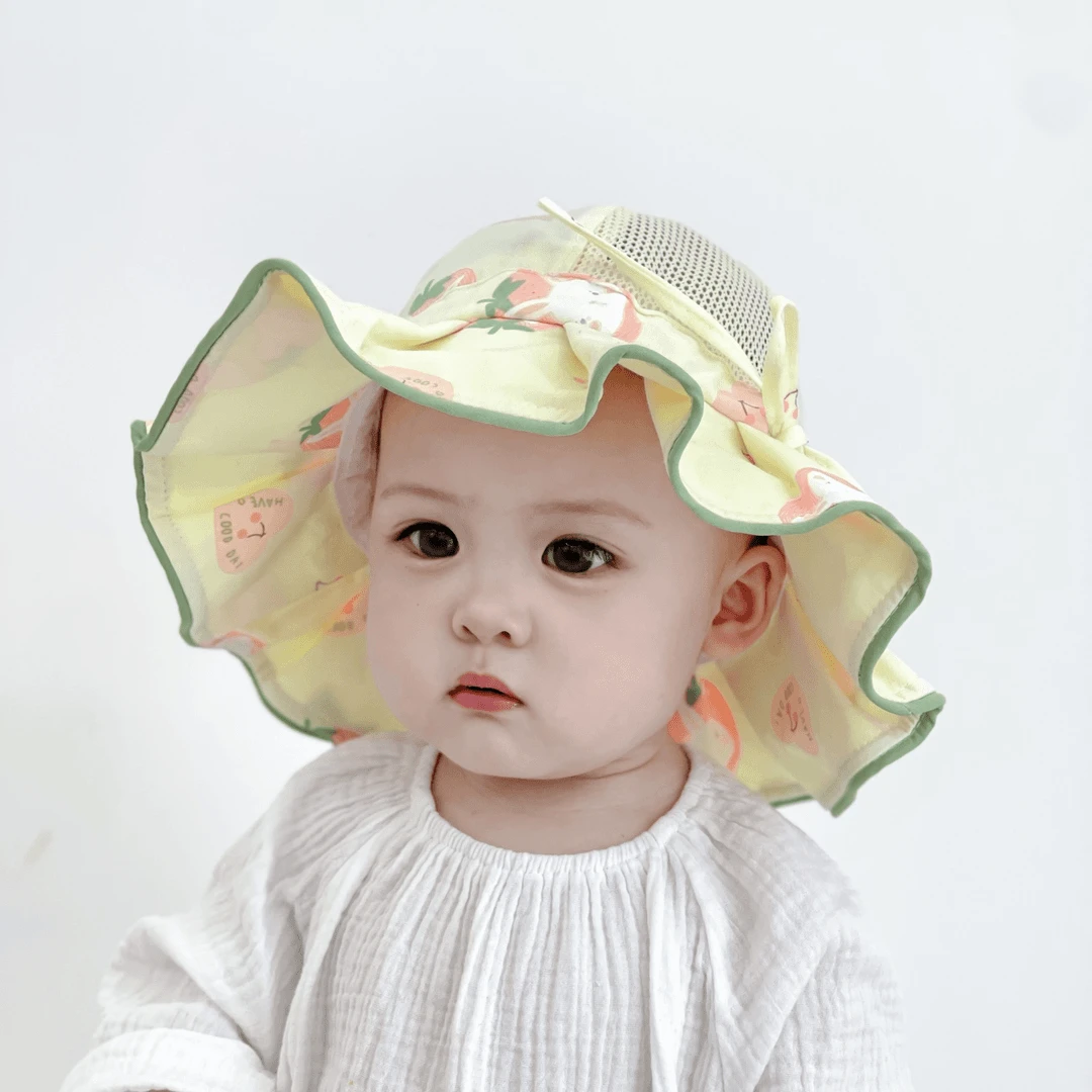 婴儿帽子宝宝遮阳帽女童渔夫帽夏季薄款大帽檐春夏天防晒太阳帽