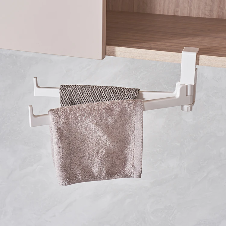 橱柜毛巾架悬挂式卷纸架子卫生间厨房用纸挂架托免打孔保鲜膜收纳