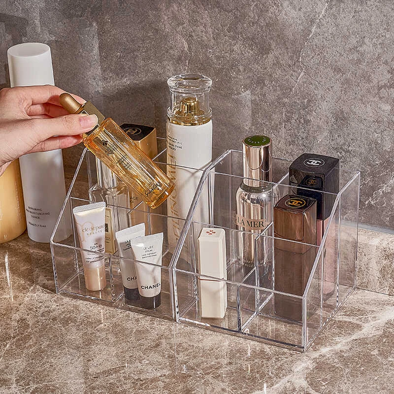 桌面化妆品收纳盒亚克力洗漱台笔刷口红置物架镜柜透明分类整理盒