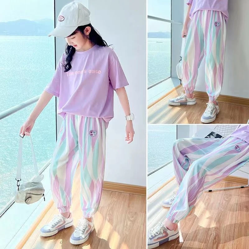 女童网红炸街套装夏儿童洋气运动休闲童装夏季夏装中大童短袖12岁