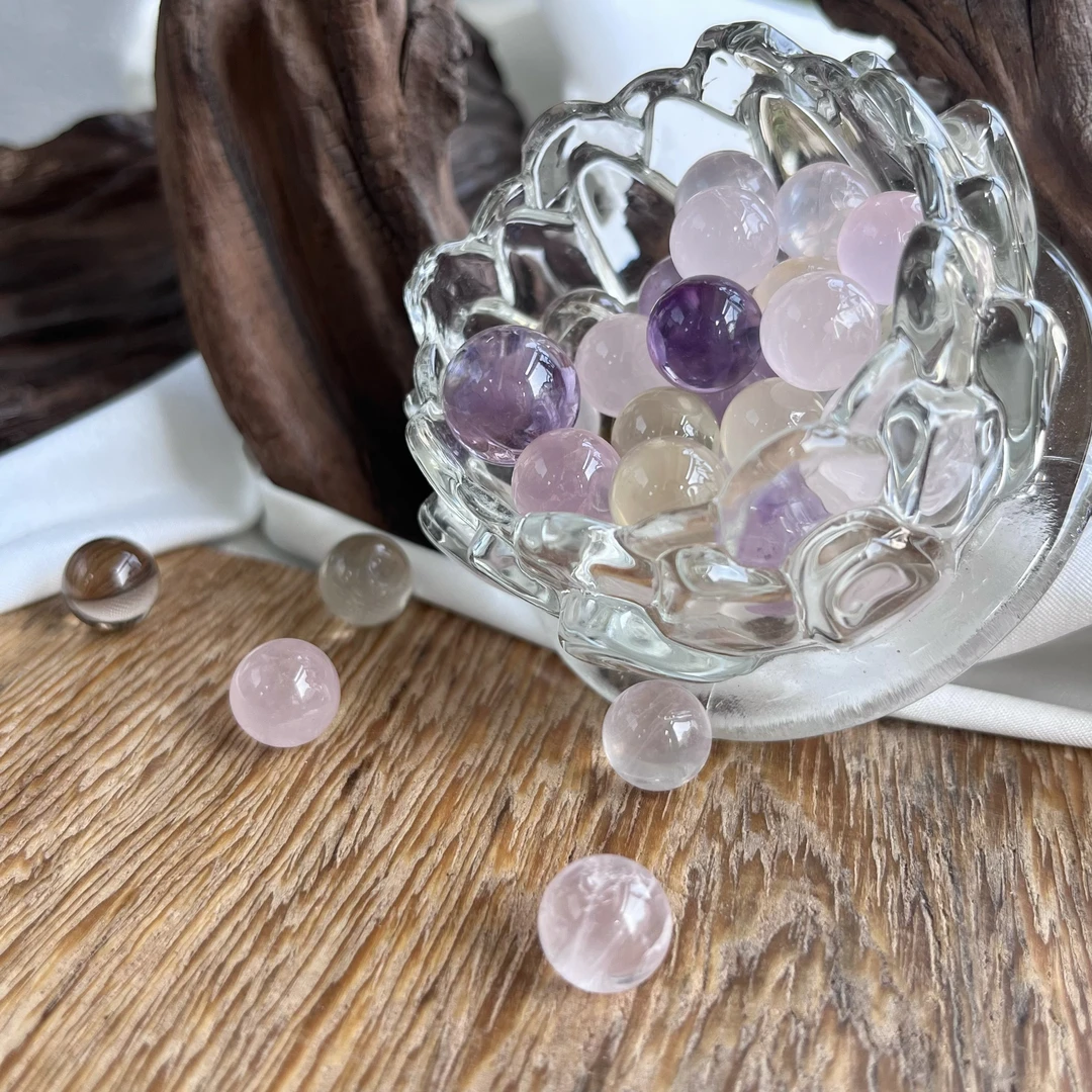 天然多种水晶紫水晶黄水晶混装发货鱼缸装饰散珠矿物晶体灯100g