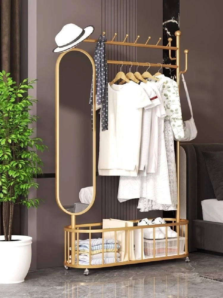 网红款仙人掌衣帽架衣架落地房间家用卧室挂衣架带镜