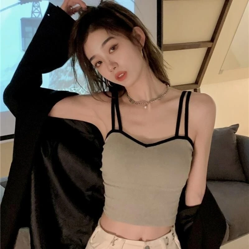 吊带背心女外穿内搭设计带胸垫夏季新款打底少女美背辣妹抹胸上衣