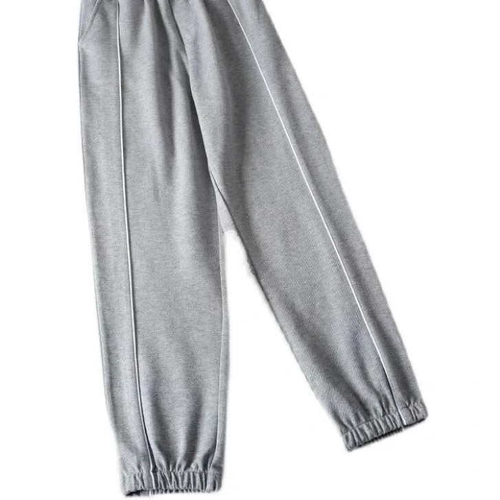 951白卡线运动裤束脚休闲裤九分白边