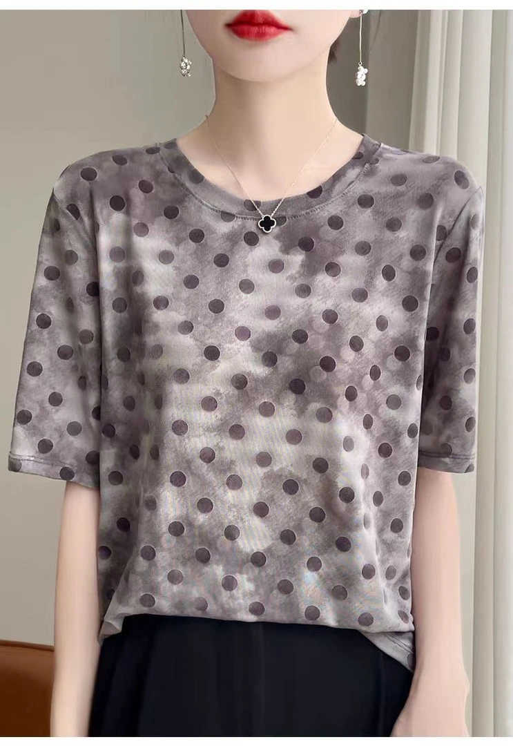 1226扎染韩版宽松百搭休闲点点上衣