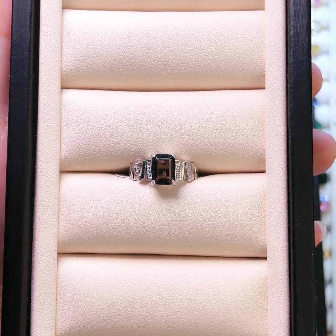 【闪购商品】烟晶戒指银S925镶嵌
