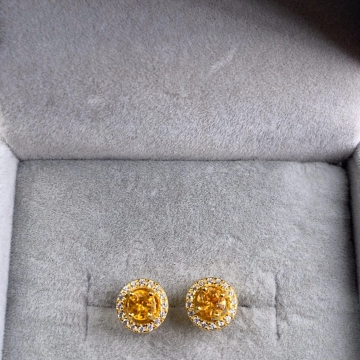 石榴石（芬达石）耳饰银S925镶嵌